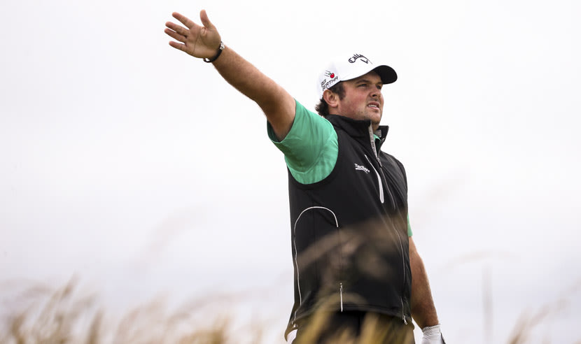 ST ANDREWS, SCOTLAND - JULY 16: Patrick Reed of the United States signals as he tees off on the 6th hole during the first round of the 144th Open Championship at The Old Course on July 16, 2015 in St Andrews, Scotland.  (Photo by Streeter Lecka/Getty Images)