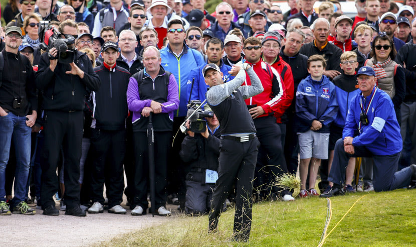 ST ANDREWS, SCOTLAND - JULY 16: Sergio Garcia of Spain plays his second shot out of the rough on the 4th hole during the first round of the 144th Open Championship at The Old Course on July 16, 2015 in St Andrews, Scotland.  (Photo by Matthew Lewis/Getty Images)