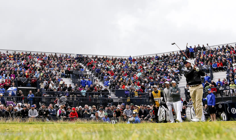 ST ANDREWS, SCOTLAND - JULY 16: Hideki Matsuyama of Japan tees off on the 17th hole during the first round of the 144th Open Championship at The Old Course on July 16, 2015 in St Andrews, Scotland.  (Photo by Mike Ehrmann/Getty Images)