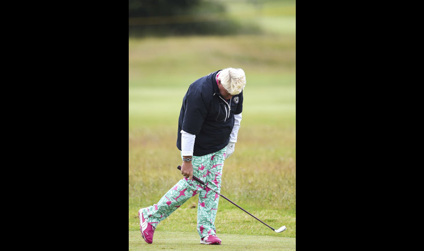 ST ANDREWS, SCOTLAND - JULY 16:  John Daly of the United States reacts after a shot on the 17th hole during the first round of the 144th Open Championship at The Old Course on July 16, 2015 in St Andrews, Scotland.  (Photo by Stuart Franklin/Getty Images)