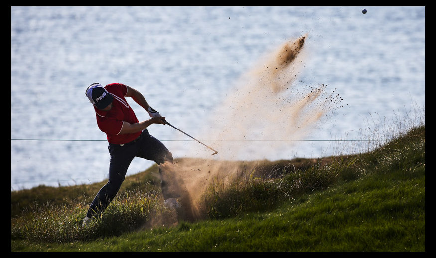 SHEBOYGAN, WI - AUGUST 14: David Lingmerth of Sweden hits a bunker shot on the second hole during the second round of the 2015 PGA Championship at Whistling Straits on August 14, 2015 in Sheboygan, Wisconsin.  (Photo by Tom Pennington/Getty Images)