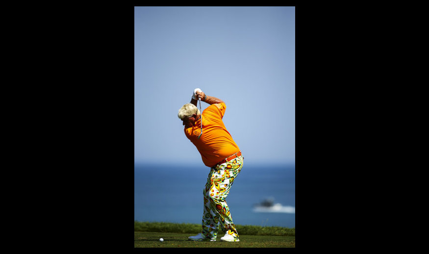 SHEBOYGAN, WI - AUGUST 14: John Daly of the United States plays his shot from the third tee during the second round of the 2015 PGA Championship at Whistling Straits on August 14, 2015 in Sheboygan, Wisconsin.  (Photo by Richard Heathcote/Getty Images)