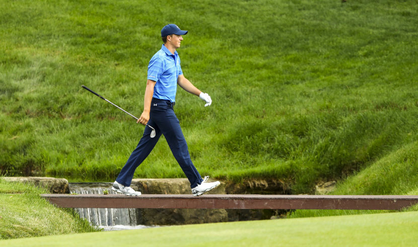 DUBLIN, OH - JUNE 02:  Jordan Spieth walks to the green on the 14th hole during the first round of The Memorial Tournament at Muirfield Village Golf Club on June 2, 2016 in Dublin, Ohio.  (Photo by Sam Greenwood/Getty Images)