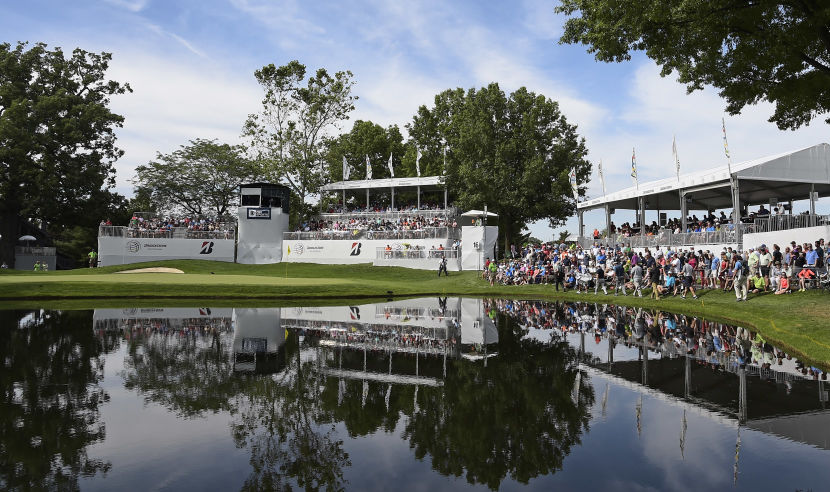 AKRON, OH - JULY 02:  A view of the 16th green during the third round of the World Golf Championships-Bridgestone Invitational at Firestone Country Club on July 2, 2016 in Akron, Ohio. (Photo by Chris Condon/PGA TOUR)