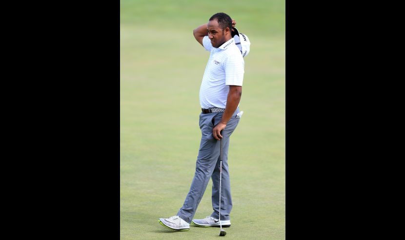 OAKVILLE, ON - JULY 21:  Harold Varner III scratches his head on the fifth green during the first round of the RBC Canadian Open at Glen Abbey Golf Club on July 21, 2016 in Oakville, Canada.  (Photo by Vaughn Ridley/Getty Images)