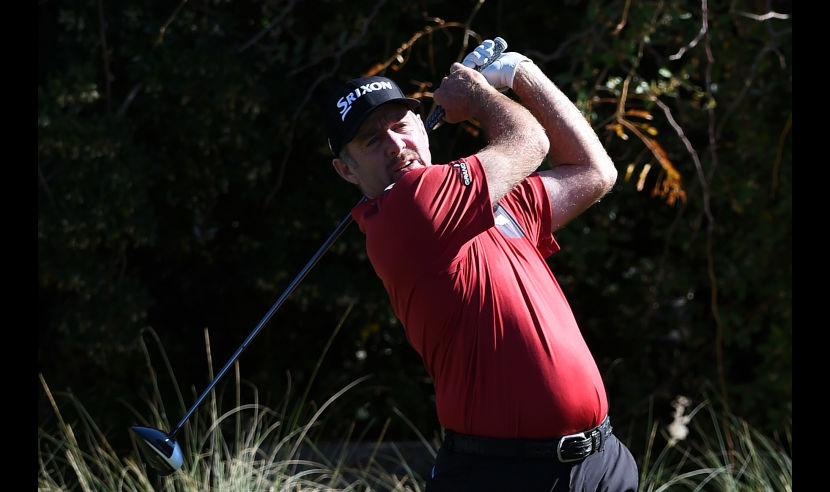 LAS VEGAS, NV - NOVEMBER 05:  Rod Pampling of Australia plays his shot from the third tee during the third round of the Shriners Hospitals For Children Open on November 5, 2016 in Las Vegas, Nevada.  (Photo by Steve Dykes/Getty Images)