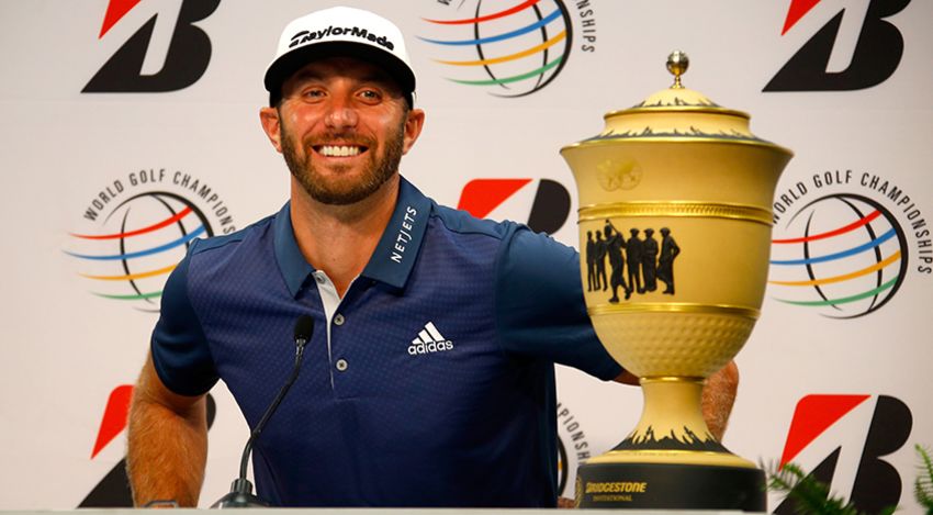 DJ with WGC-Bridgestone trophy