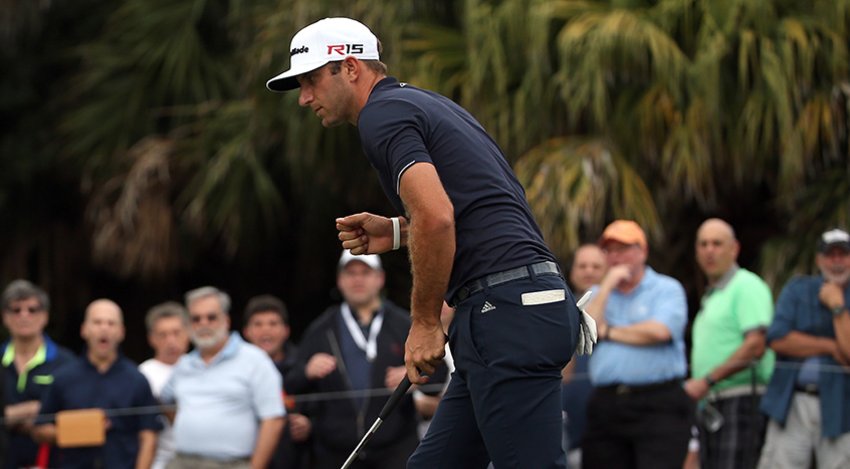 Dustin Johnson sinks another putt