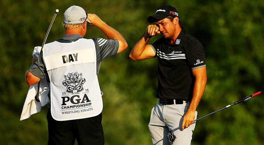 Day and caddie overcome with emotion after win