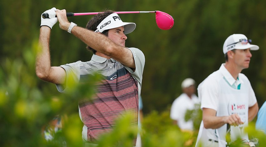 Bubba with his caddie and pink driver